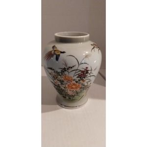 Shaddy Mino China JGI Japan Peacock Quail Flowers Vase